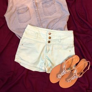 Light blue high waisted shorts